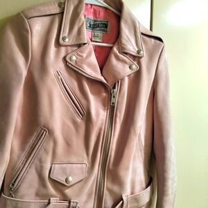 Schott Bros. Genuine Blush Pink Leather  Bomber Jacket. size S. Made In USA.